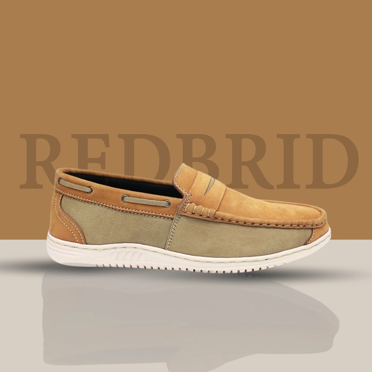 91019.jpg Cow leather brown and olive combined Loafer - Image 1
